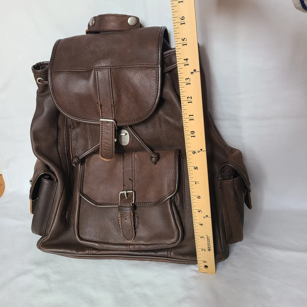 Vintage Brown Leather Backpack 90's